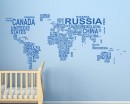 World Map Country Names Vinyl Decals Modern Wall Stickers